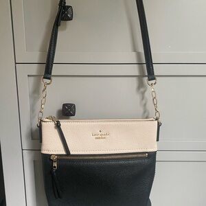Kate Spade Black and Cream Crossbody Bag with Gold Accents